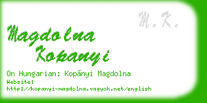 magdolna kopanyi business card
